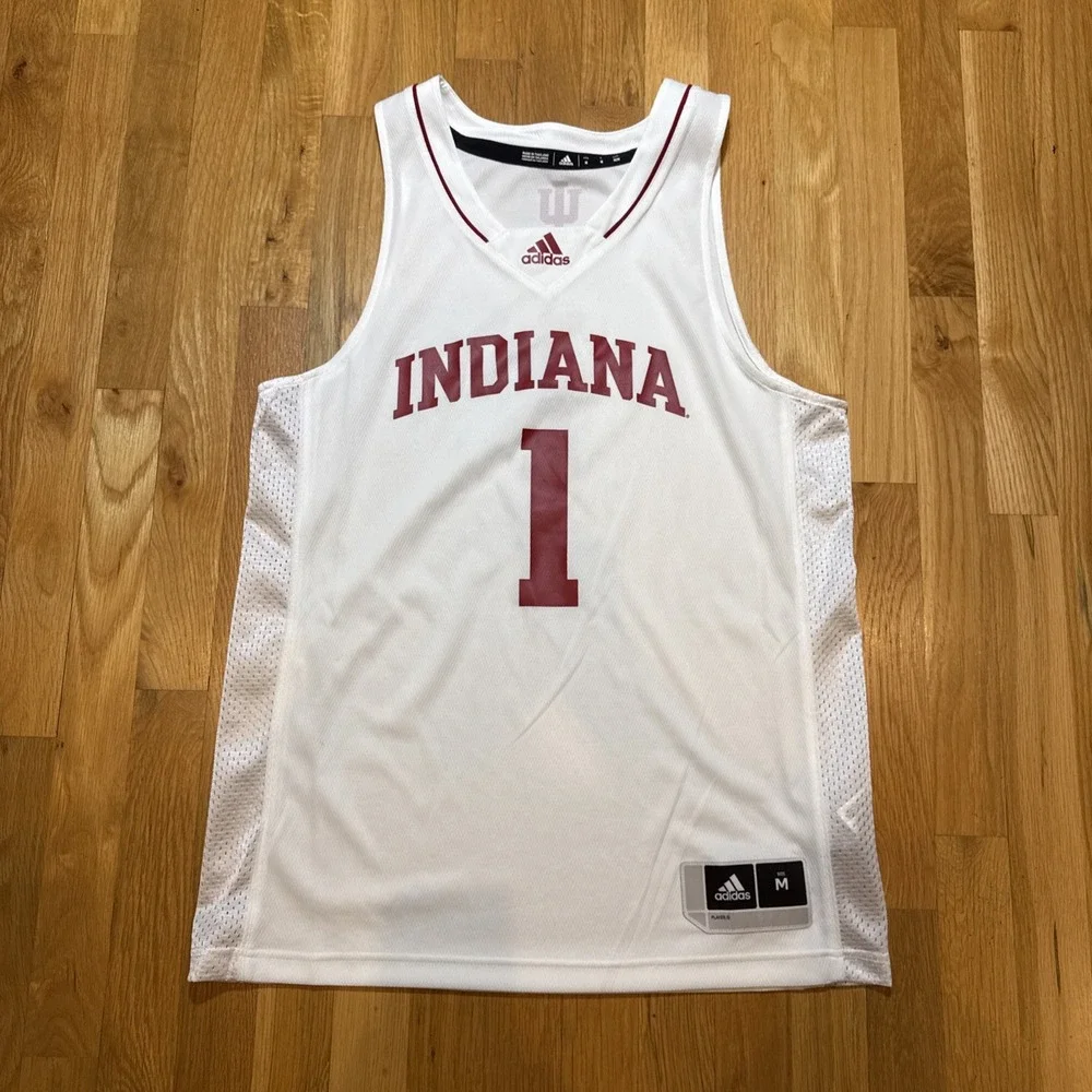 New Indiana Hoosiers Basketball White Home Adidas Swingman Jersey #1 Men's Med